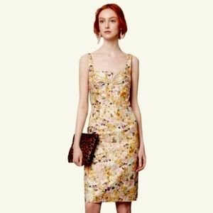 NWT Anthropologie Aurelian Brocade Shimmer Pencil Leifsdottir Floral Dress